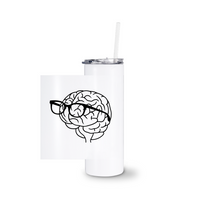 MBB Brain Logo White Tumbler With Straw